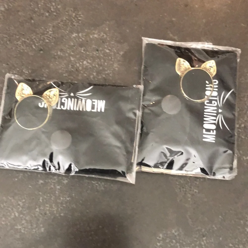 2 Golden Cat Ear Rings